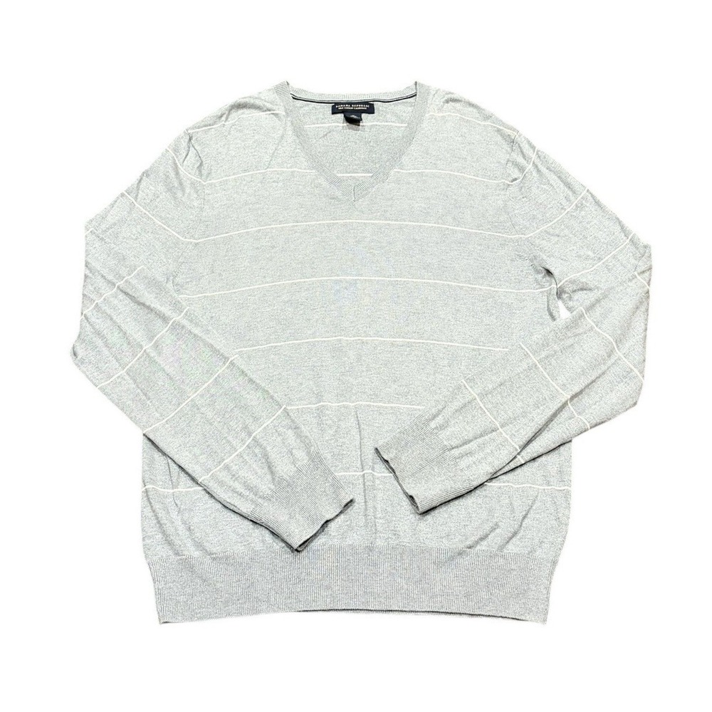 Banana Republic Sweater Mens Medium Gray Silk Cashmere Blend Pullover Striped